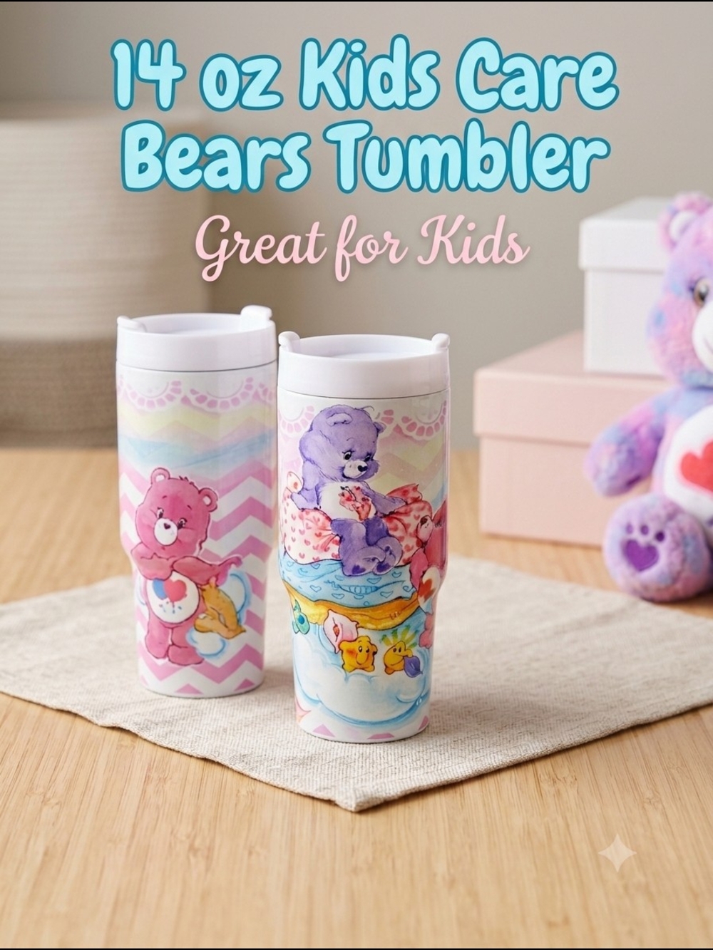 Care Bears  Kids Tumbler with Cute Character Art